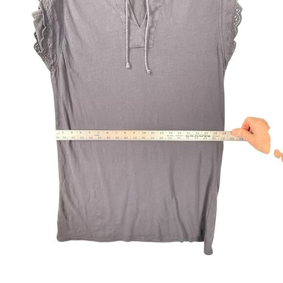 LILLA P Eyelet Crochet Sleeveless Shirt Dress SIZE MEDIUM 100% Cotton Gray Grey - Picture 7 of 11